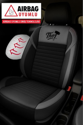 Naz Oto Thor Tay Tüyü Oto Koltuk Kılıfı Renault-fluence-megan 1-2-3-clio-symbol-taliant-toros Uyumlu Gri