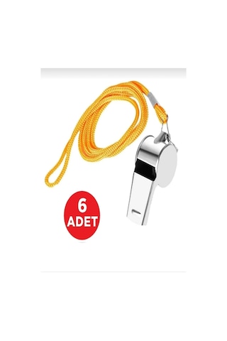 Kaliteli 6 Adet Sarı İpli Paslanmaz Metal Deprem Düdüğü, Hakem Gümüş