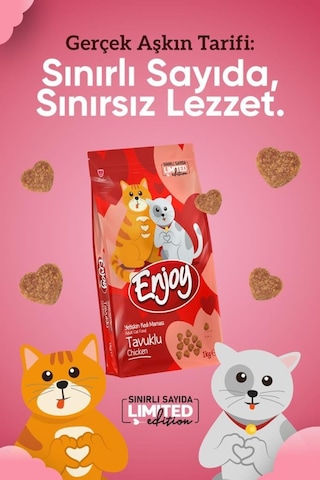 Enjoy Tavuklu Kedi Maması Sevgililer Günü Özel Ambalaj 10 x 1 KG