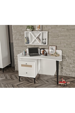 Trio White Ders Çalışma Masası %100mdf 2. Beyaz