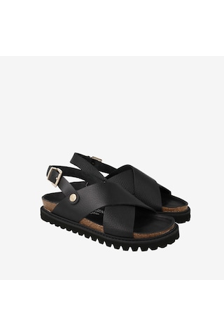 Terlik Kadın G106772 Genuins Melen Embossed Leather Black siyah