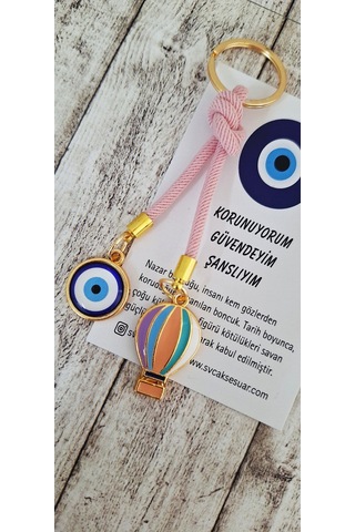 Hediyelik Özgürlük Simgesi Balon İpli Anahtarlık - Pembe