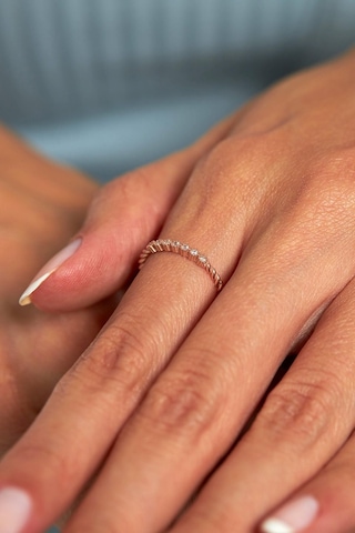 Zirkon Taşlı Rose Ayarlanabilir Minimal Gümüş Yüzük