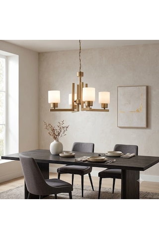 Torqu 4 Lü Eskitme Boyalı Beyaz Camlı Modern Genç Odası Yatak Odası Salon Avize