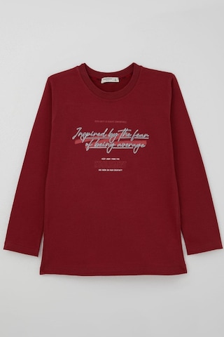 Breeze Erkek Çocuk Uzun Kollu Tişört Yazı Baskılı 8-14 Yaş, Bordo Bordo