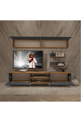 Decoraktiv Eko 5 Mdf Dvd Krom Ayaklı Tv Ünitesi Tv Sehpası Pera - Antrasit