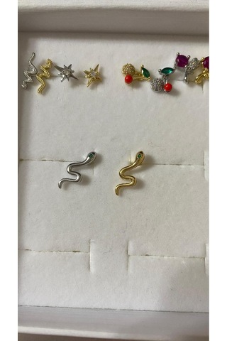 Yılan Figürgü Kıkırdak Tragus Helix Pearsıng Küpe 316l Kararmaz Çelik Altın