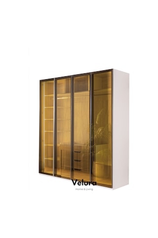 Tress 4 Cam Kapaklı Akordiyon Gardırop Dolap Krem