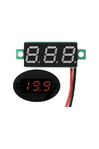 0.28 inç 3.5-30V 2 Kablolu DC Kırmızı Voltmetre
