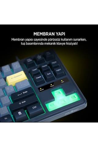 James Donkey Jdk87 Rainbow Mekanik Hisli Membran Türkçe Q Gaming 87 Tuş Klavye Siyah