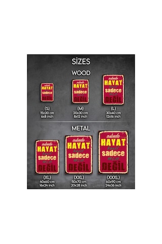Hayat Basit Sadece Kolay Değil Retro Tablo Vintage Yazılı Dekoratif Poster Ahşap & Metal Seçenekli
