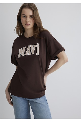 Mavi - Mavi Logo Baskılı Kahverengi Tişört 1600843-88062 Kahverengi