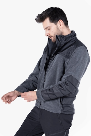 Omuz Ve Dirsek Takviyeli Polar Ceket Gri Melanj - Siyah