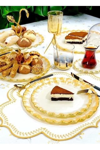 Glore Latte Altın Yaldızlı Cam Kurabiyelik 26089