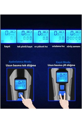Bisiklet Lcd Hız Gösterge Şarjlı Led Işık 4 Mod Işık Korna 6 Mod