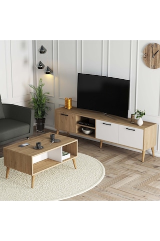 Set 1585-2074 Exxen 180 Cm Tv Ünitesi + Exxen Orta Sehpa - Sepet-beyaz Rengi