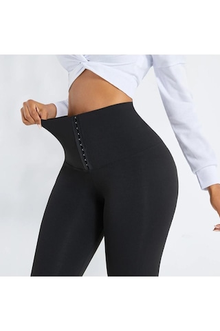 Mistirik Sauna-tayt Model Korse Toparlayıcı Ve Sıkılaştırıcı Etkili Yüksek Bel Agraflı Sauna Termal Tayt SiYAH