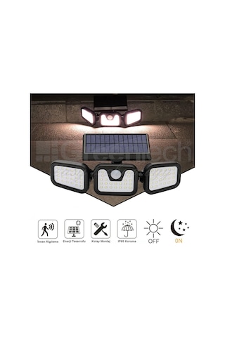 Güneş Enerjili Hareket Sensörlü 3 Taraflı Led Aydınlatma/gt-sl07