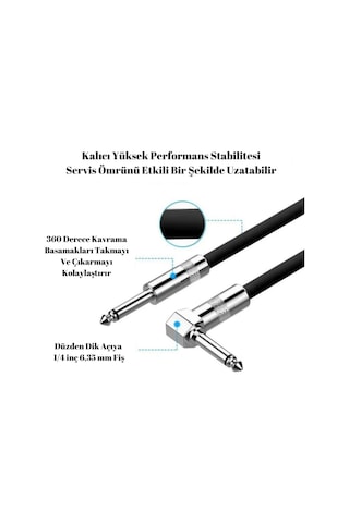 Gitar Jack Kablosu 10ft - 3m - Düz/L Gitar Keman Kemençe Bağlama