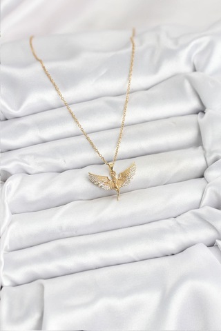 316l Çelik Zincir Gold Renk Melek Model Kadın Kolye - Prt3500eb09344-95266 altın