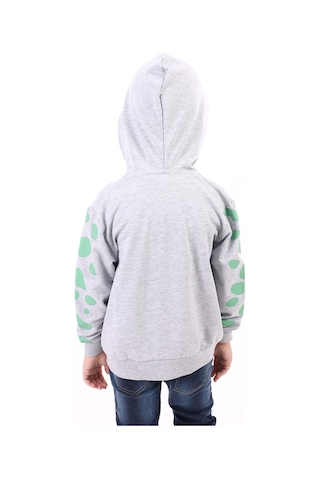 Toontoy Erkek Çocuk Baskılı Hırka Gri Melanj