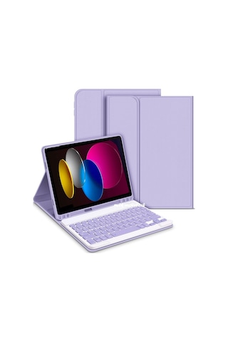 Apple Uyumlu iPad Air 13 Inç M2 Çip 2024 Bluetooth Özellikli Standlı Kalem Bölmeli Klavyeli Kılıf