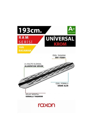 Ram Serisi Yan Basamak 193 Cm Universal Kaymaz Yüzey & Dayanıklı Tasarım