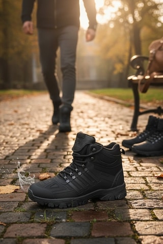 Enoch Erkek Siyah Büyük Numara Waterproof Yüksek Bilekli Outdoor Trekking Ve Doğa Botu Siyah