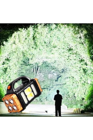 Solar Ve Usb Şarjlı Led + Cob El Feneri 1500 Mah Şarjlı Taşınab Çok Renkli