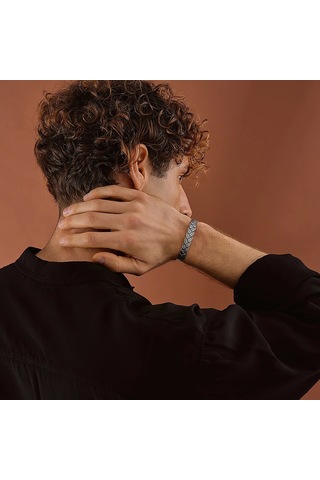 925 Ayar Gümüş Modern Unısex Kelepçe Bileklik Gümüş