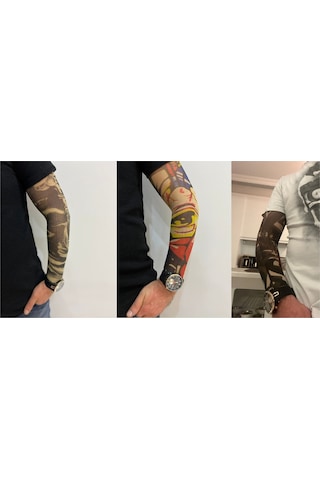 Giyilebilir Dövme 3 Çift 6 Adet Kol Çorap Dövmesi Sleeve Tattoo Set7