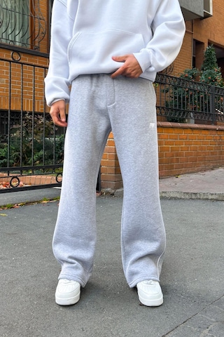 Flaw Pm Nakışlı Biyeli Eşofman Altı Gri Melanj Gri Melanj