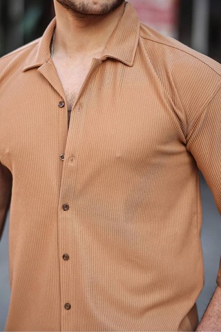 Tex Republic Erkek Fitilli Ottoman Gömlek Hardal