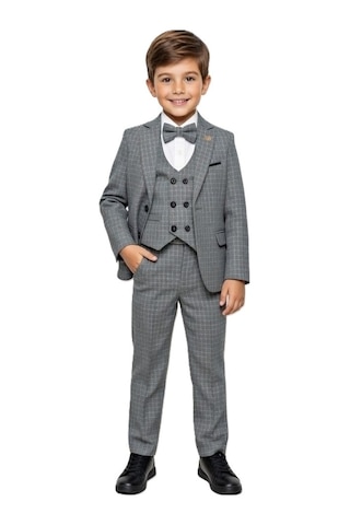 Mnk Baby & Kids Kiryos Erkek Çocuk Kareli Takım Elbise M00806 füme