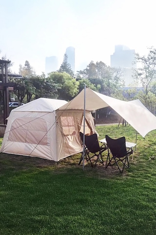 Onetick 6 Kişilik 4 Mevsim Şişme Kamp Çadırı 200x250 Pompalı Set Bej