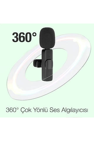 Ally K8 Lightning iPhone Uyumlu Tak Konuş Wireless Kablosuz Mini Yaka Mikrofonu Canlı Yayın Mikrofonu- 5775