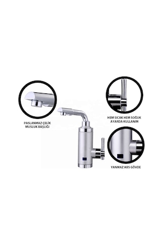 Sıcak Musluk ASG-5S Tezgaha Monteli Ani Su Isıtıcı Termal Şofben Musluk