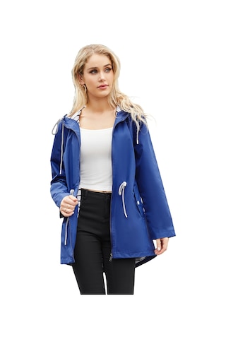 Kadınlar İçin Orta Boy Kapüşonlu Yağmurluk Büyük Beden Trençkot Mor