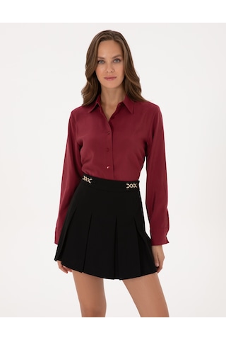 Pierre Cardin Kadın Mürdüm Gömlek Desenli 50318195-vr074 MÜRDÜM