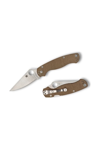 Spyderco Military 2 Brown Canvas Micarta Cpm Cruewear Blade Plainedge Kamp Çakı Kahverengi
