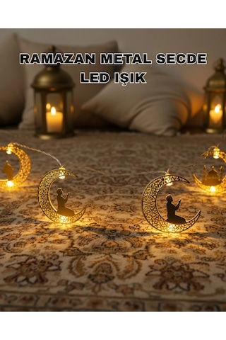 Ramazan Ay Işığı Secde Eden Adam Silüetli Led Peri Işığı Çok Renkli
