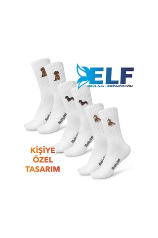 Kişiye Özel Tasarım Spor Çorap Beyaz