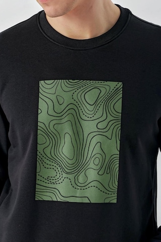 Slimfit Bisiklet Yaka Önü Baskılı 2 İplik Erkek Sweatshirt 001