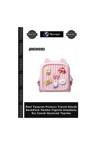 Terrien Özel Tasarım Pıcocıcı Travel Küçük Backpack Pembe Figürlü Anaokulu Kız Çocuk Oyuncak Taşıma