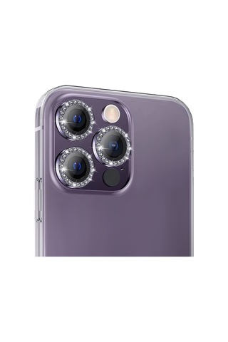 Buff İphone Uyumlu 14 Pro / 14 Pro Max Diamond Lens Koruyucu Mor