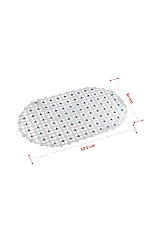 Efe Mark Eko Serisi Banyo - Küvet İçi Kaydırmaz Vantuzlu Oluklu Oval Paspas 63 X 34 Cm, Mavi Çok Renkli