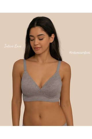 Softease V Yaka Balensiz Dikişsiz Lazer Kesim Rahat Soft Kumaştan Gri