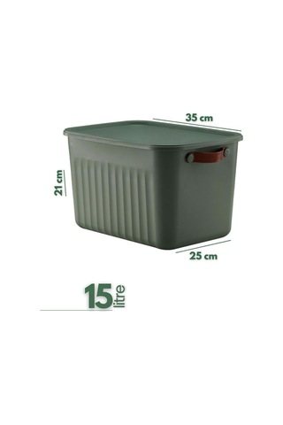 1 Adet Düzenleyici Kapaklı Kutu, Dekoratif Saklama Kutusu, Organizer 35cm 25cm 22cm Yeşil 15 Litre Diğer