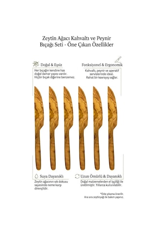 Doğal Zeytin Ağacı Tereyağı Bıçağı 17 Cm - El Yapımı Ahşap Sürülebilir Kahvaltı Bıçağı Doğal Kamp Ev Masa Sofra Piknik Kahverengi6