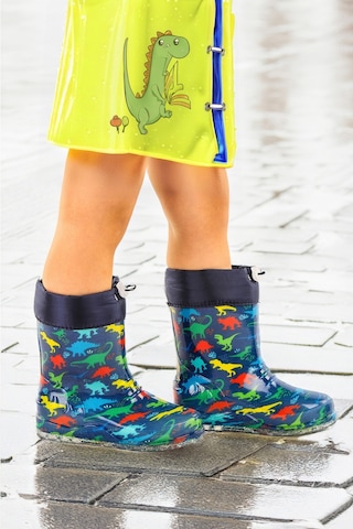 Kiko Kids Savana Su Geçirmez Erkek Çocuk Yağmur Çizmesi Lacivert - Sarı